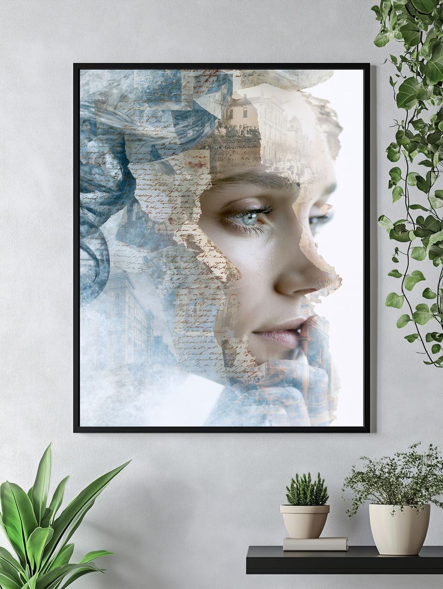Dreamy Collage Portrait Print. — room view 4