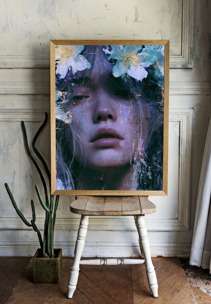Floral Dream Portrait Print. room preview