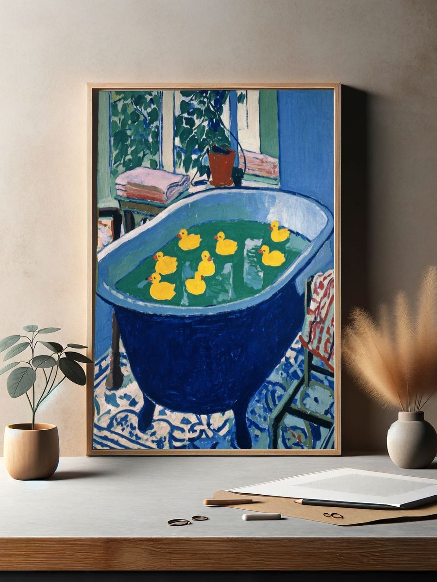 Duck Bath Interior Painting Poster. — room view 2