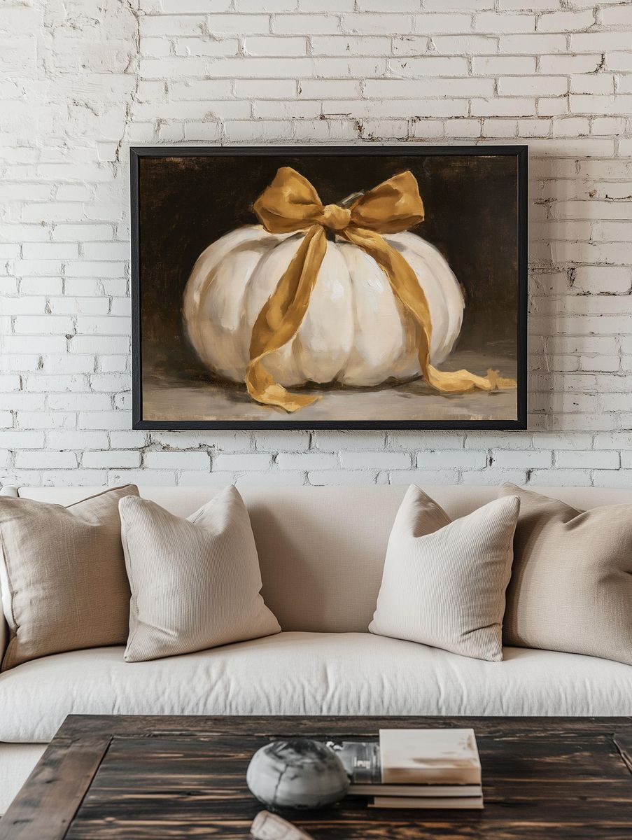 White Pumpkin Still Life Poster. — room view 1
