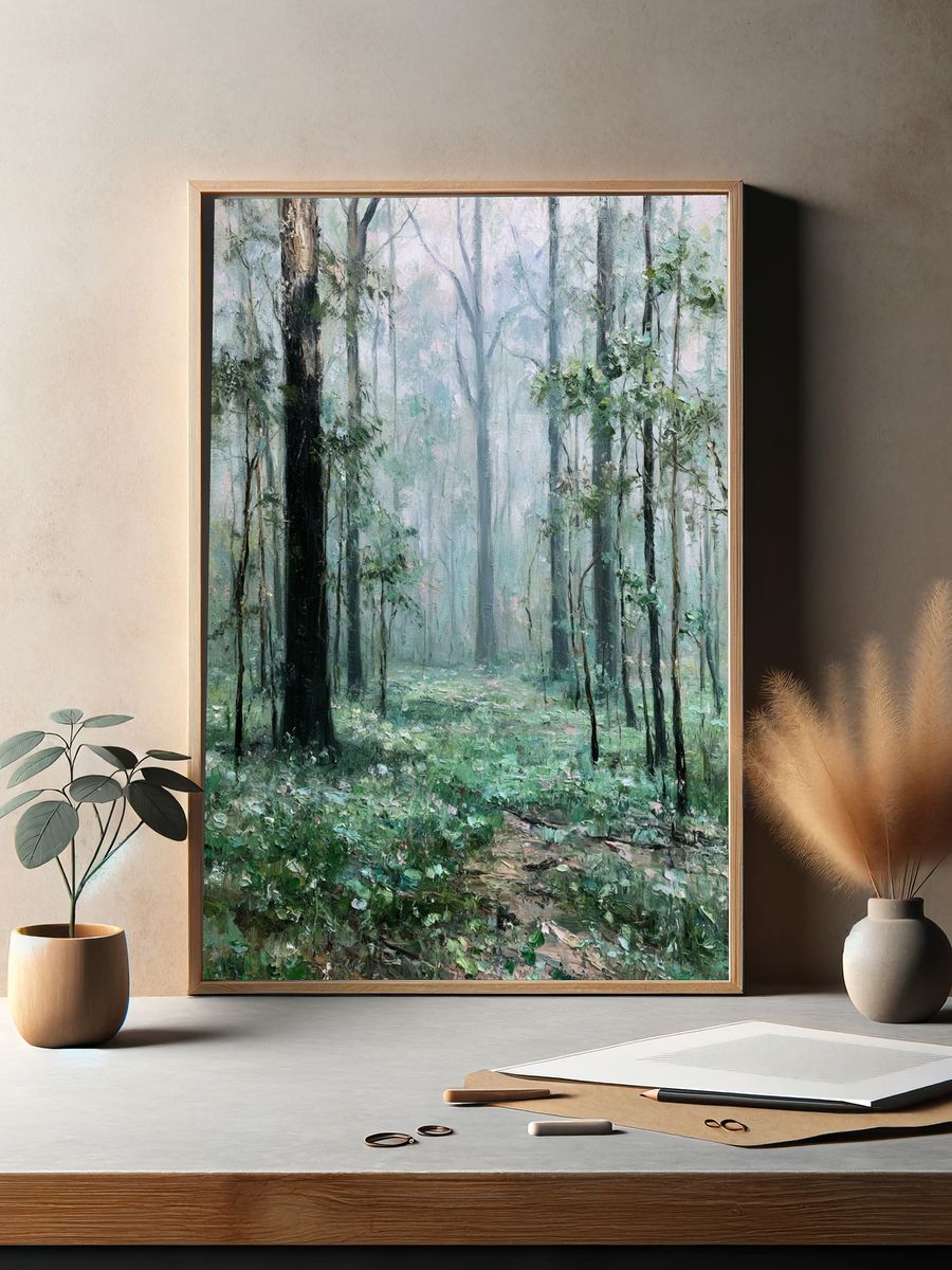 Misty Forest Path Fine-Art Print. — room view 2