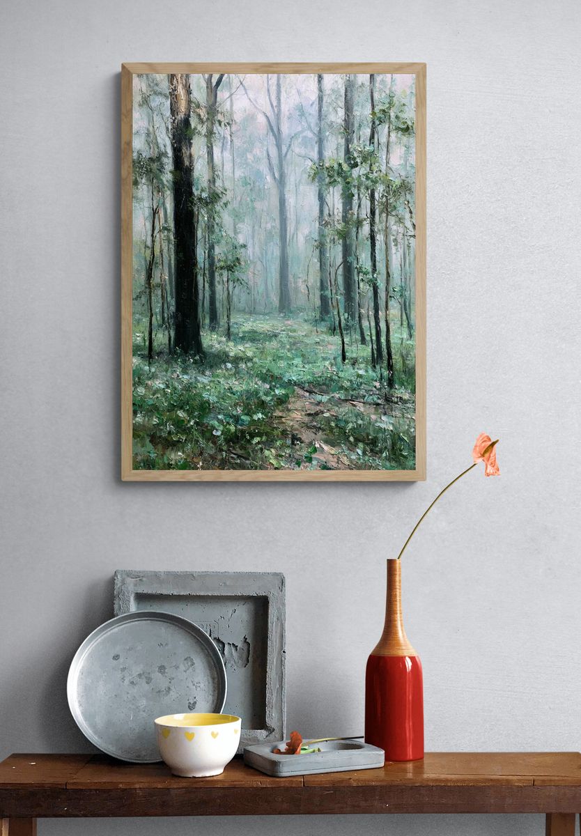 Misty Forest Path Fine-Art Print. — room view 3