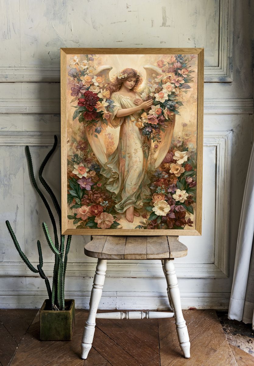 Floral Angel Fine-Art Print. room preview