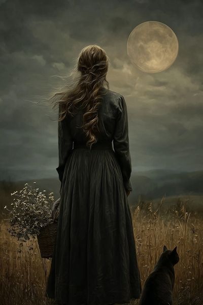 Woman with Cat — Fine Art Print. poster print