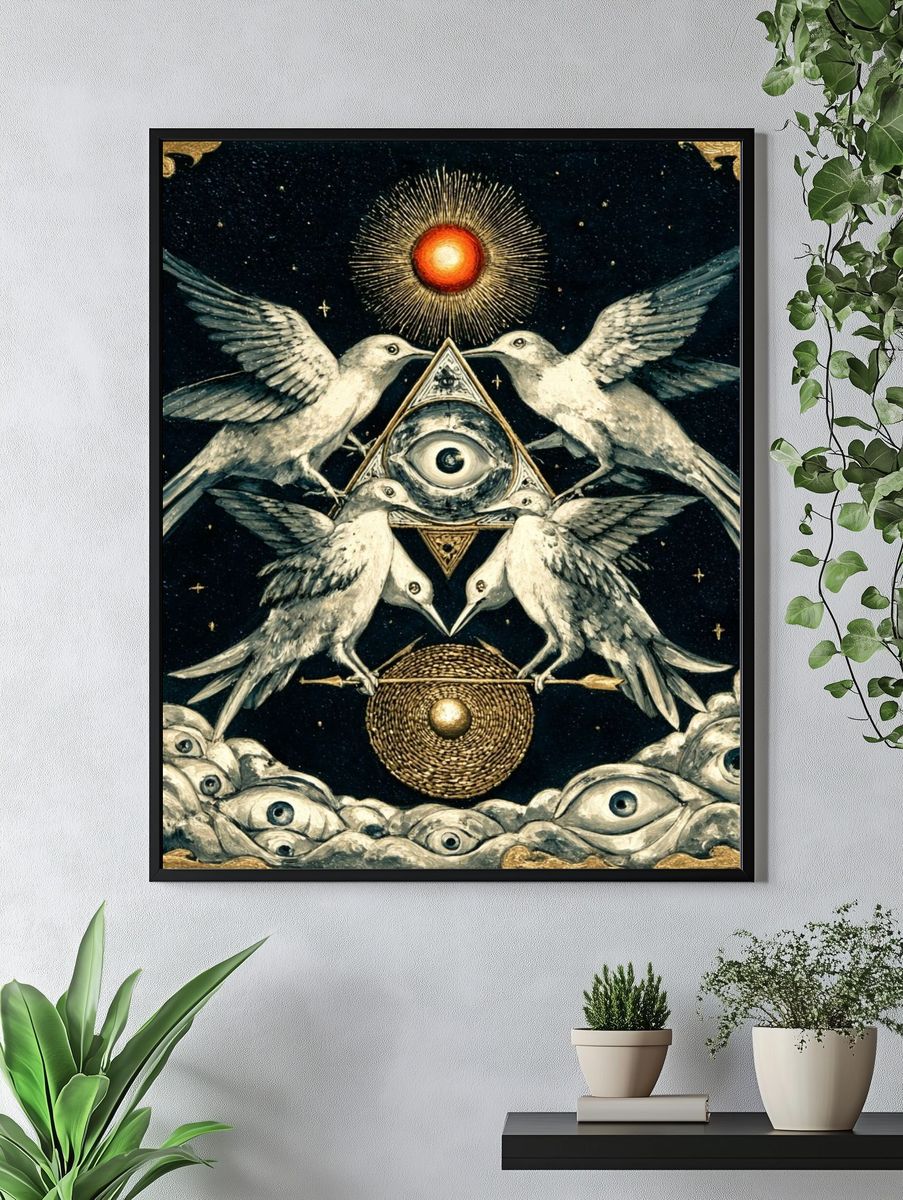 Mystical Birds and Eye — Fine Art Print. — room view 4