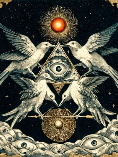 Mystical Birds and Eye — Fine Art Print. poster print
