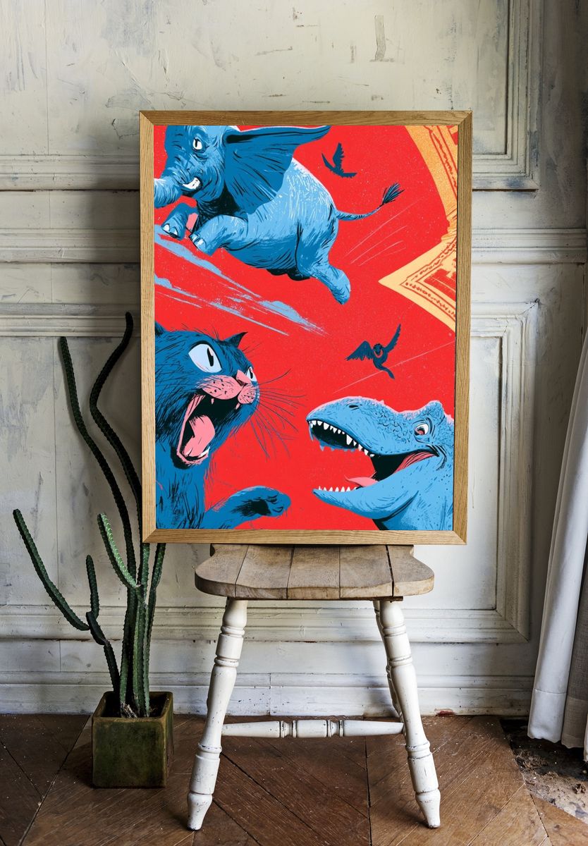Blue Animals Pop-Art Poster. room preview