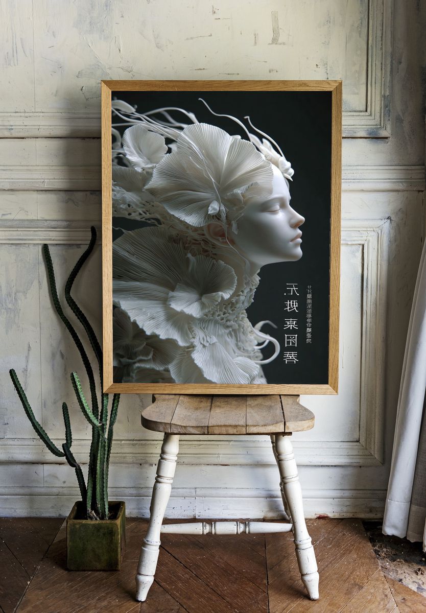 Elegant Floral Sculpture — Fine Art Print. — room view 1