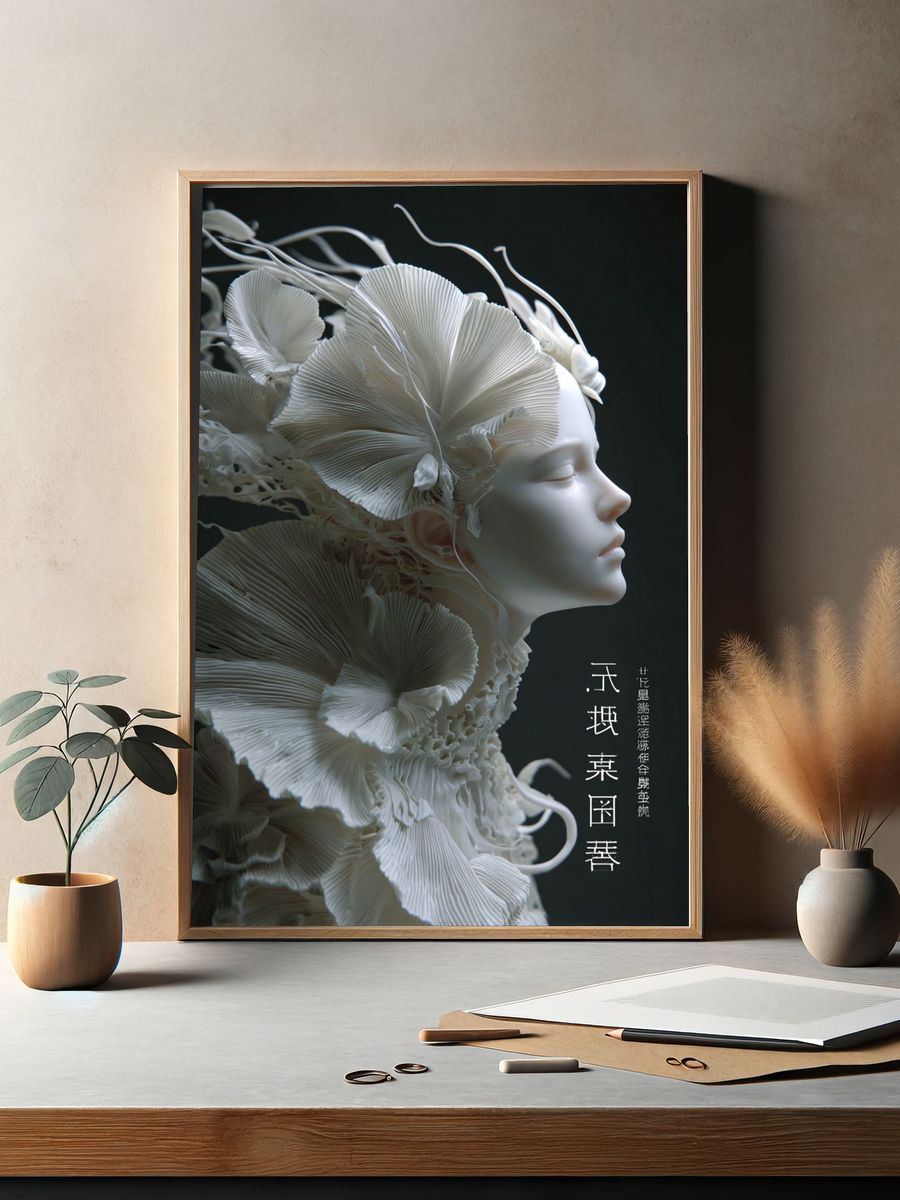 Elegant Floral Sculpture — Fine Art Print. — room view 2