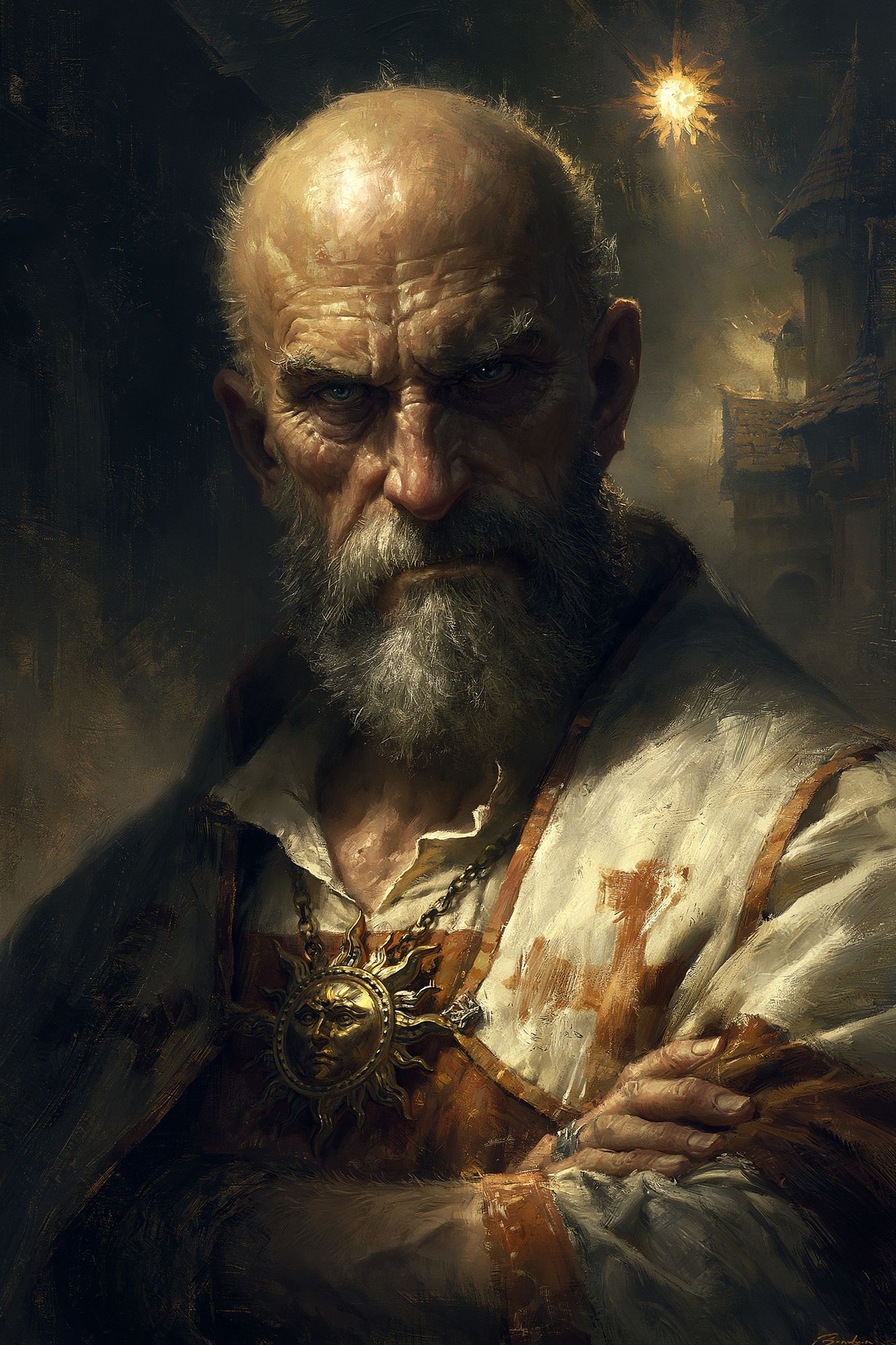 Medieval Knight Portrait Print. poster — fine-art art