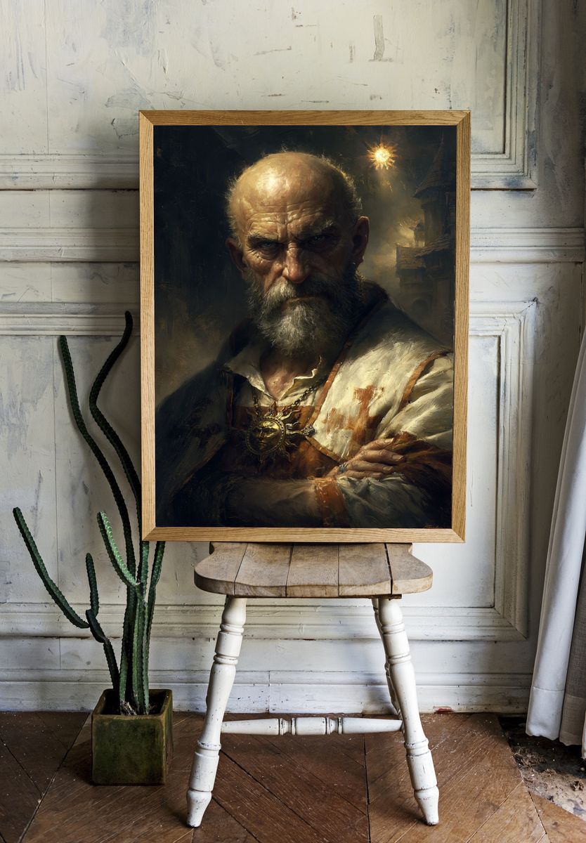 Medieval Knight Portrait Print. room preview