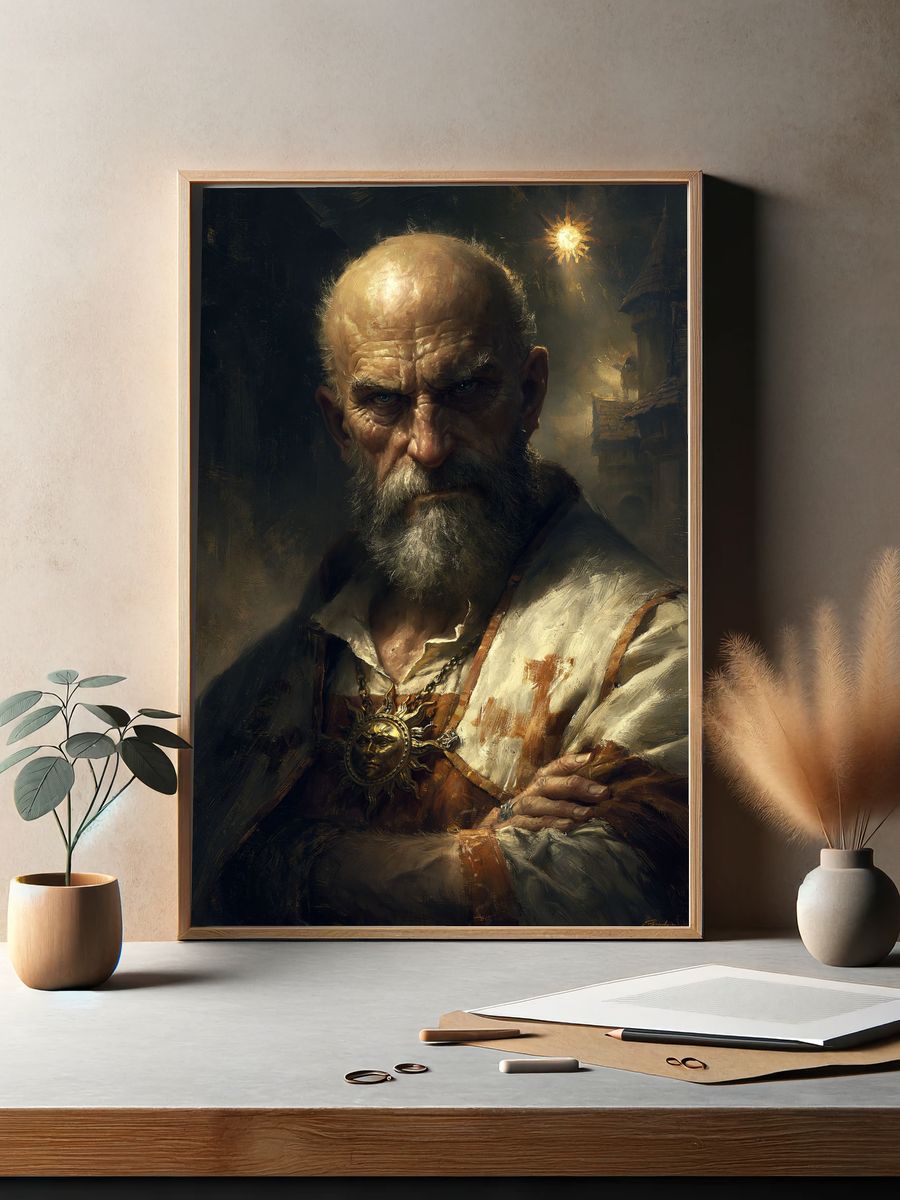 Medieval Knight Portrait Print. — room view 2