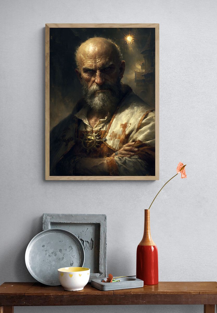 Medieval Knight Portrait Print. — room view 3