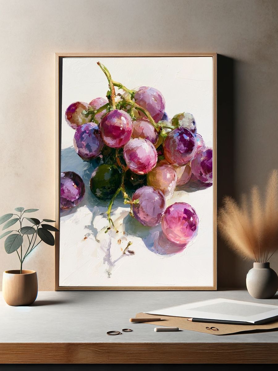 Purple Grapes Still Life Print. — room view 2