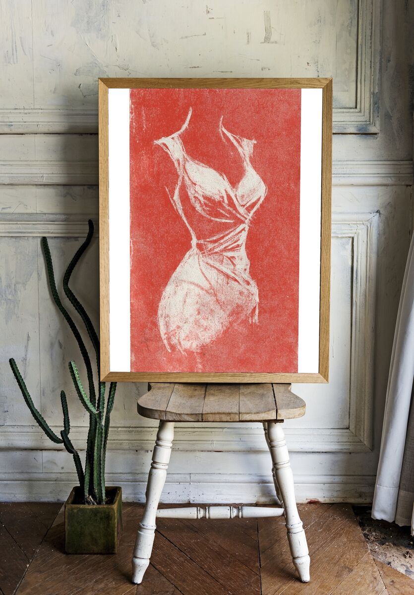 Elegant Dress Sketch — Fine Art Print. — room view 1