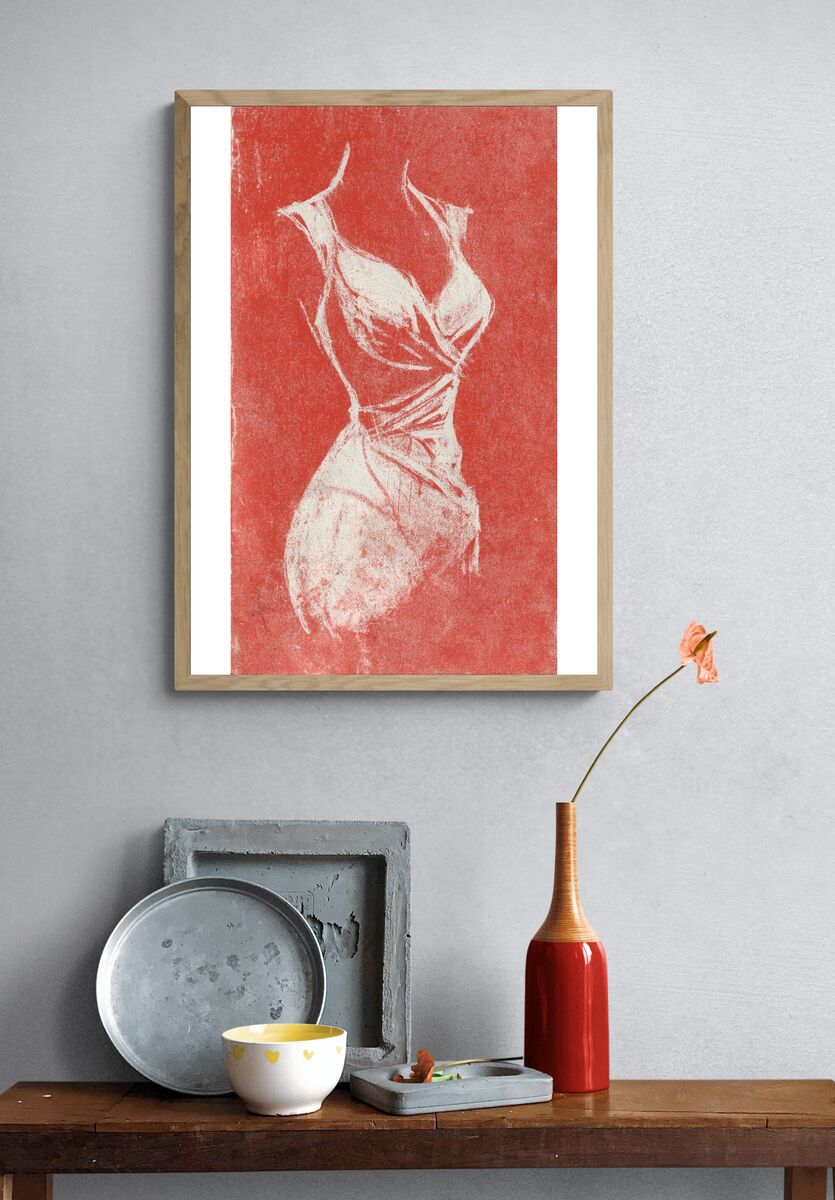 Elegant Dress Sketch — Fine Art Print. — room view 3