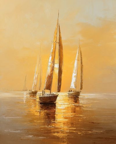 Golden Sailboats — Fine-Art Print.