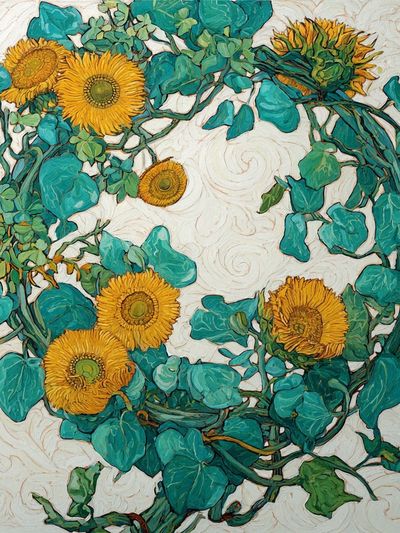 Sunflower Wreath — Fine Art Print. poster print