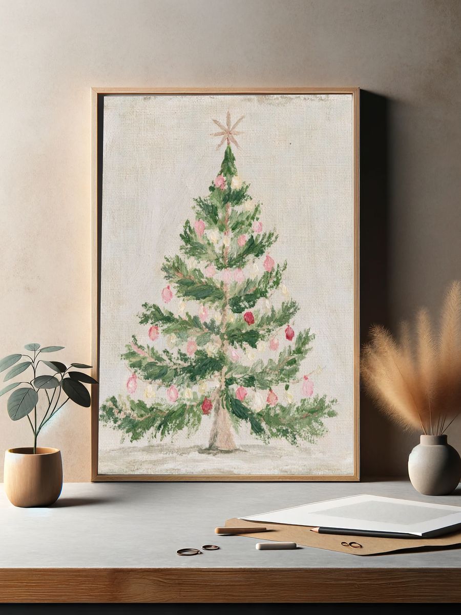 Vintage Christmas Tree Poster. — room view 2