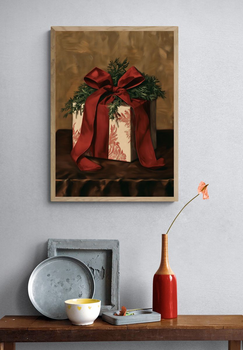 Festive Gift Box Still Life Print. — room view 3