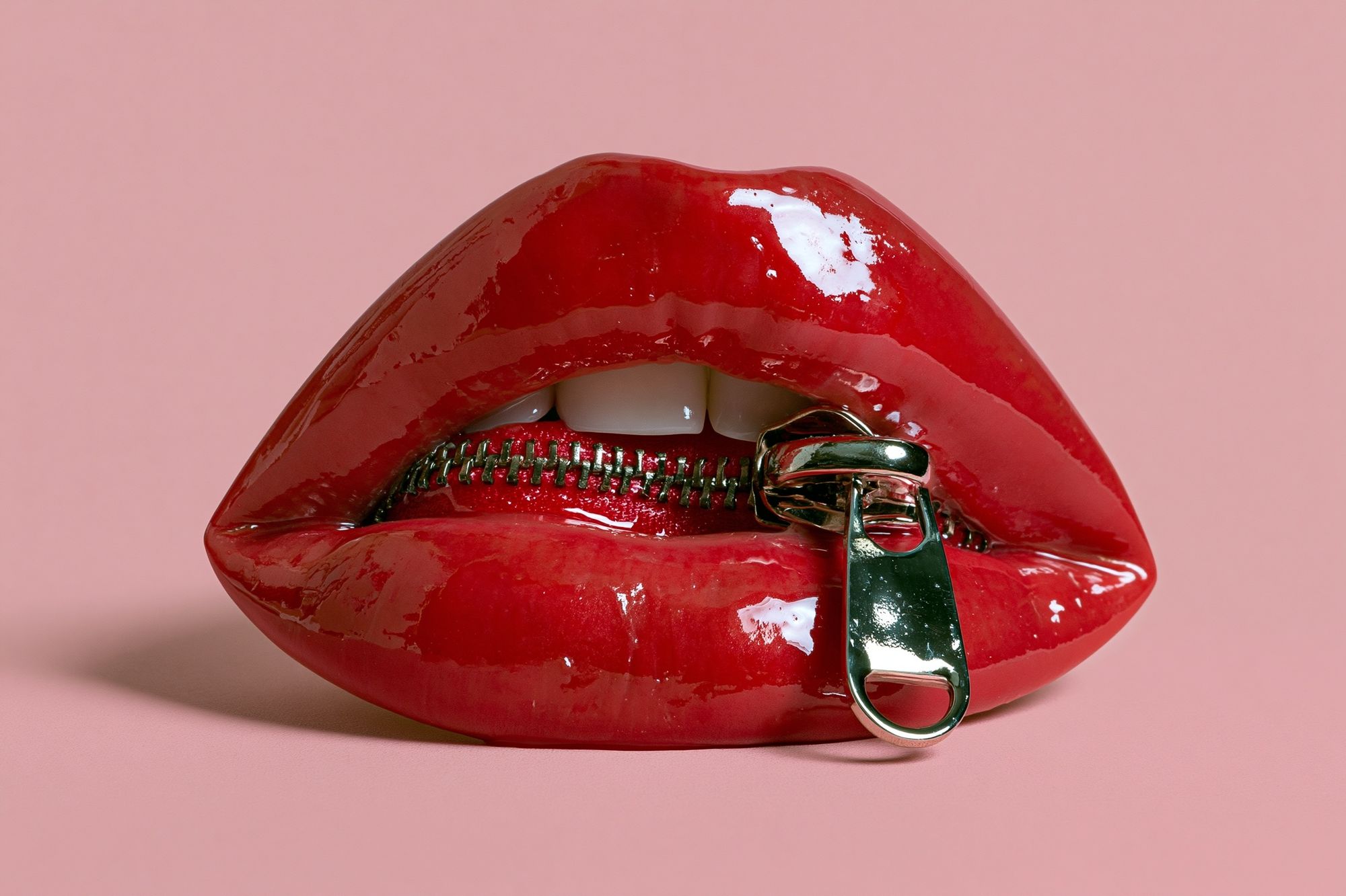 Glossy Red Lips Typography Poster. poster detail