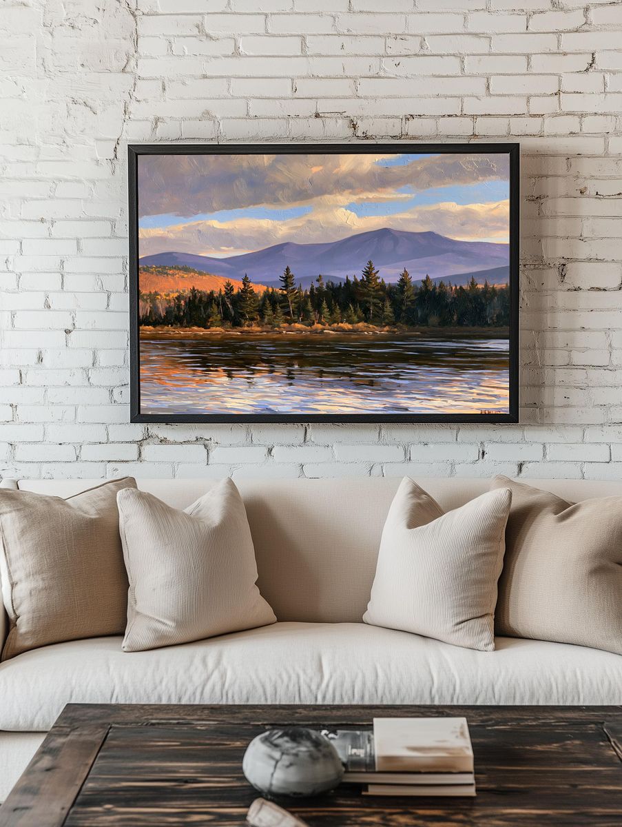 Mountain Lake Landscape Painting Poster. — room view 1