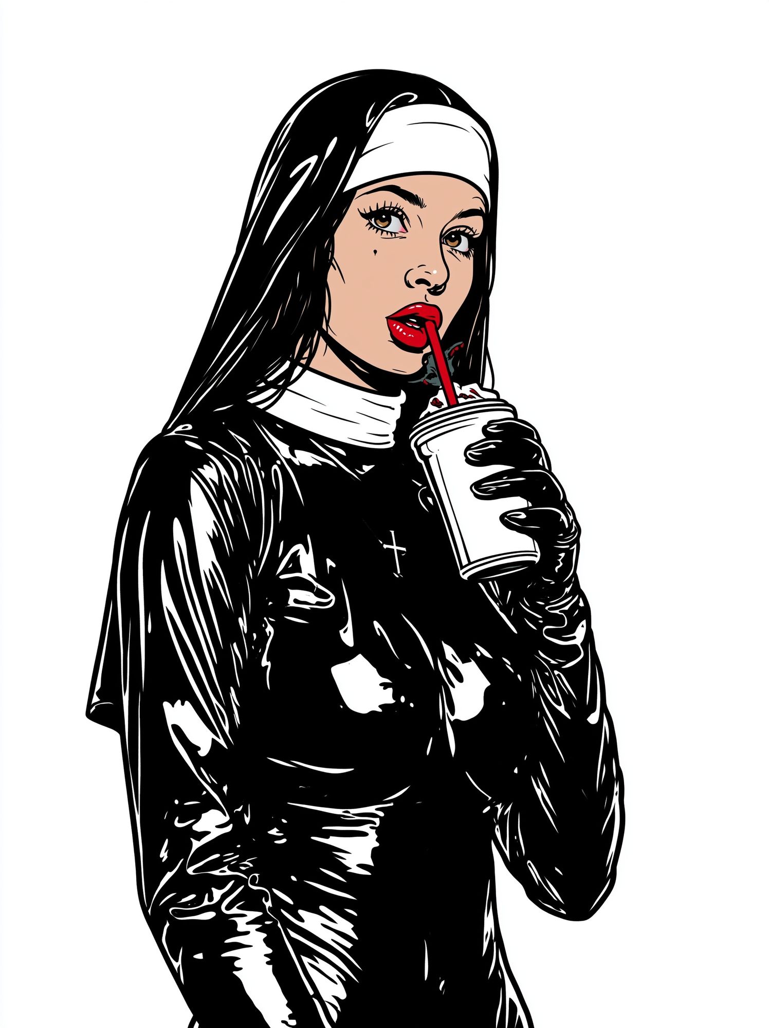 Pop Art Nun Portrait Poster. poster detail