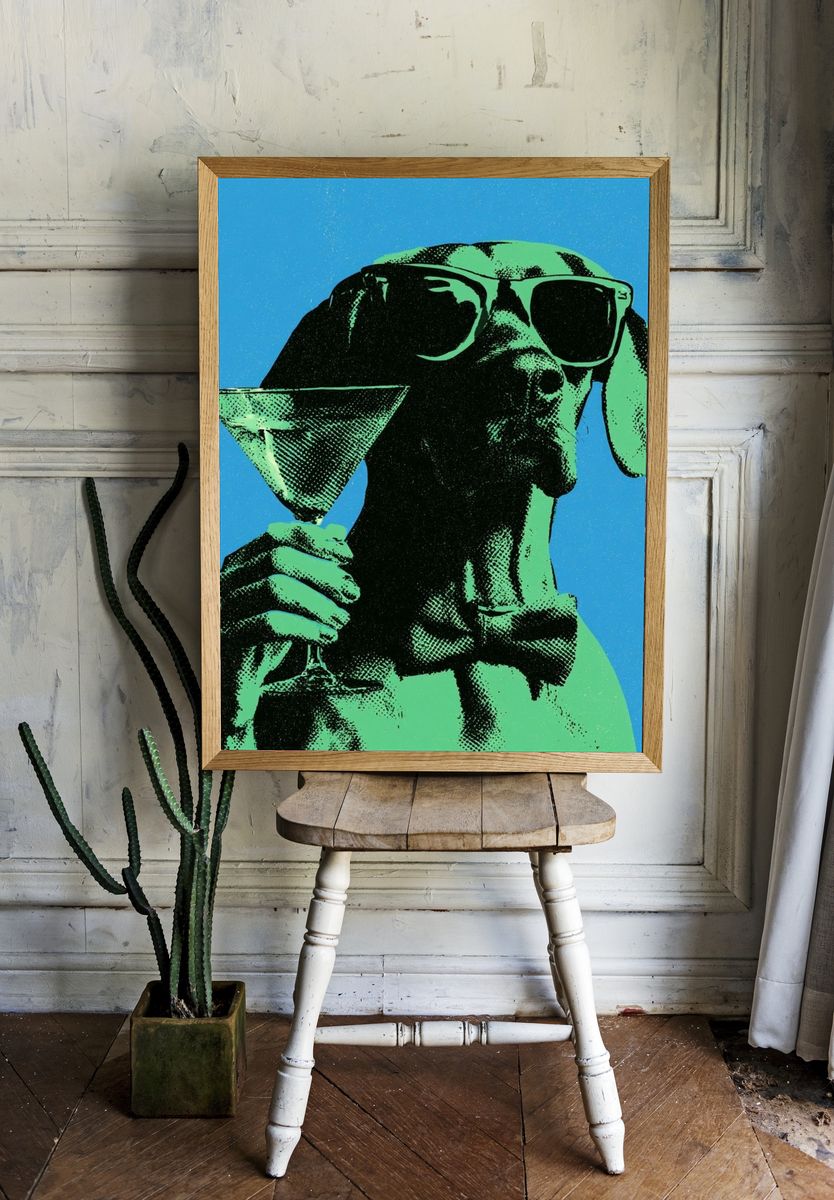 Dog with Martini Pop-Art Poster. room preview