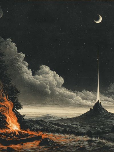 Mountain Campfire Night — Fine Art Print. poster print