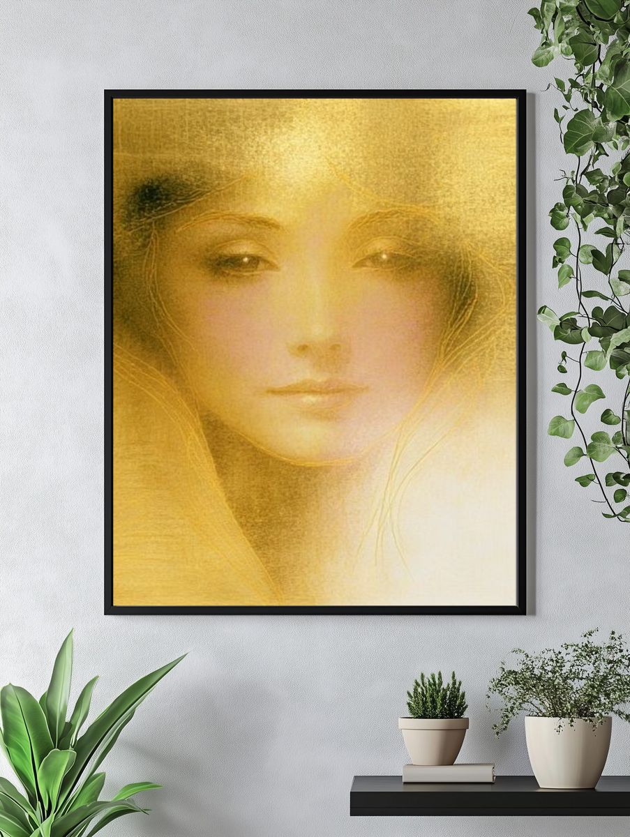 Golden Woman Portrait Print. — room view 4