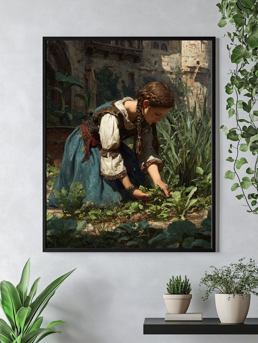 Braided Girl in Garden Fine-Art Poster. — room view 4