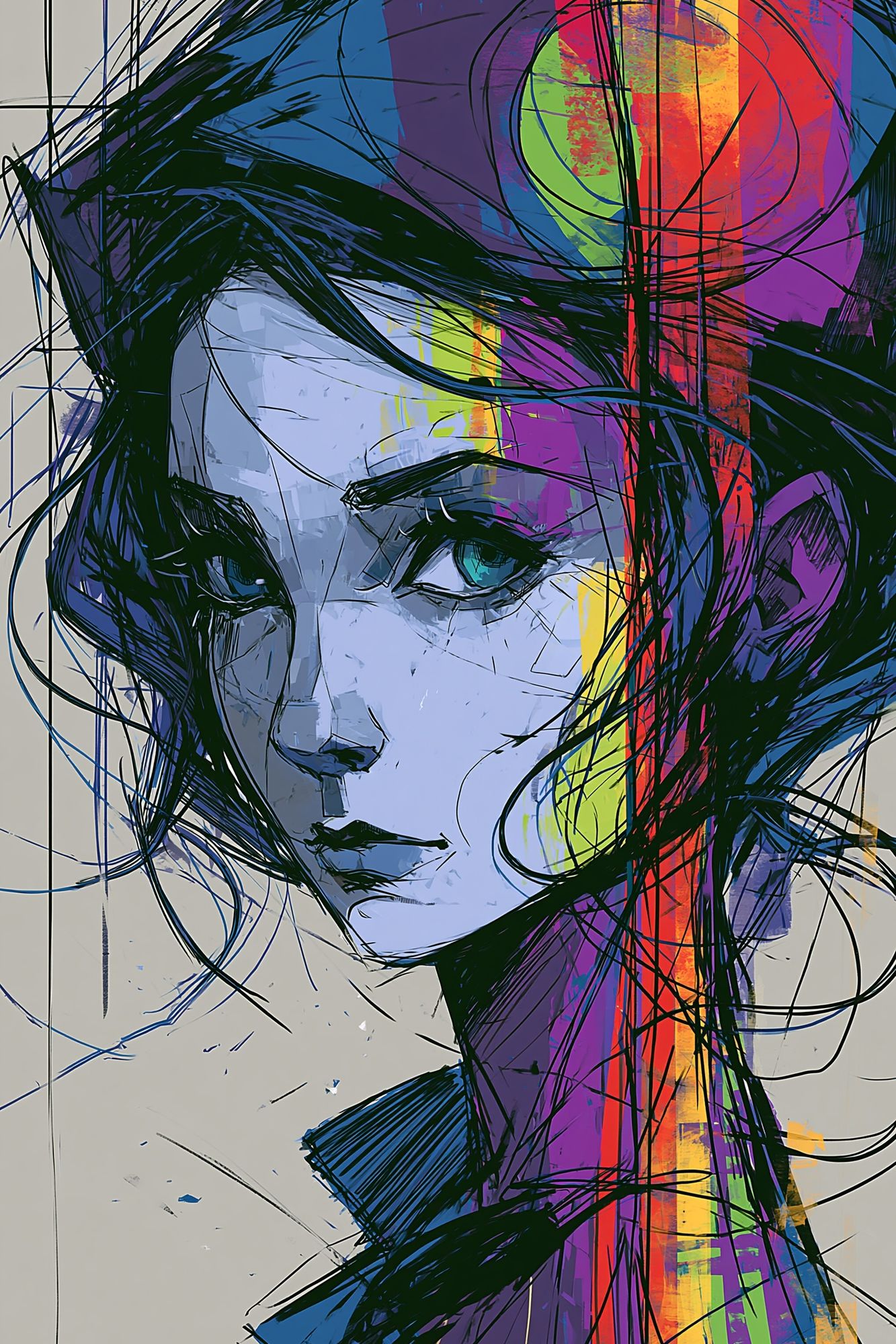Abstract Woman Portrait Print. poster — fine-art art