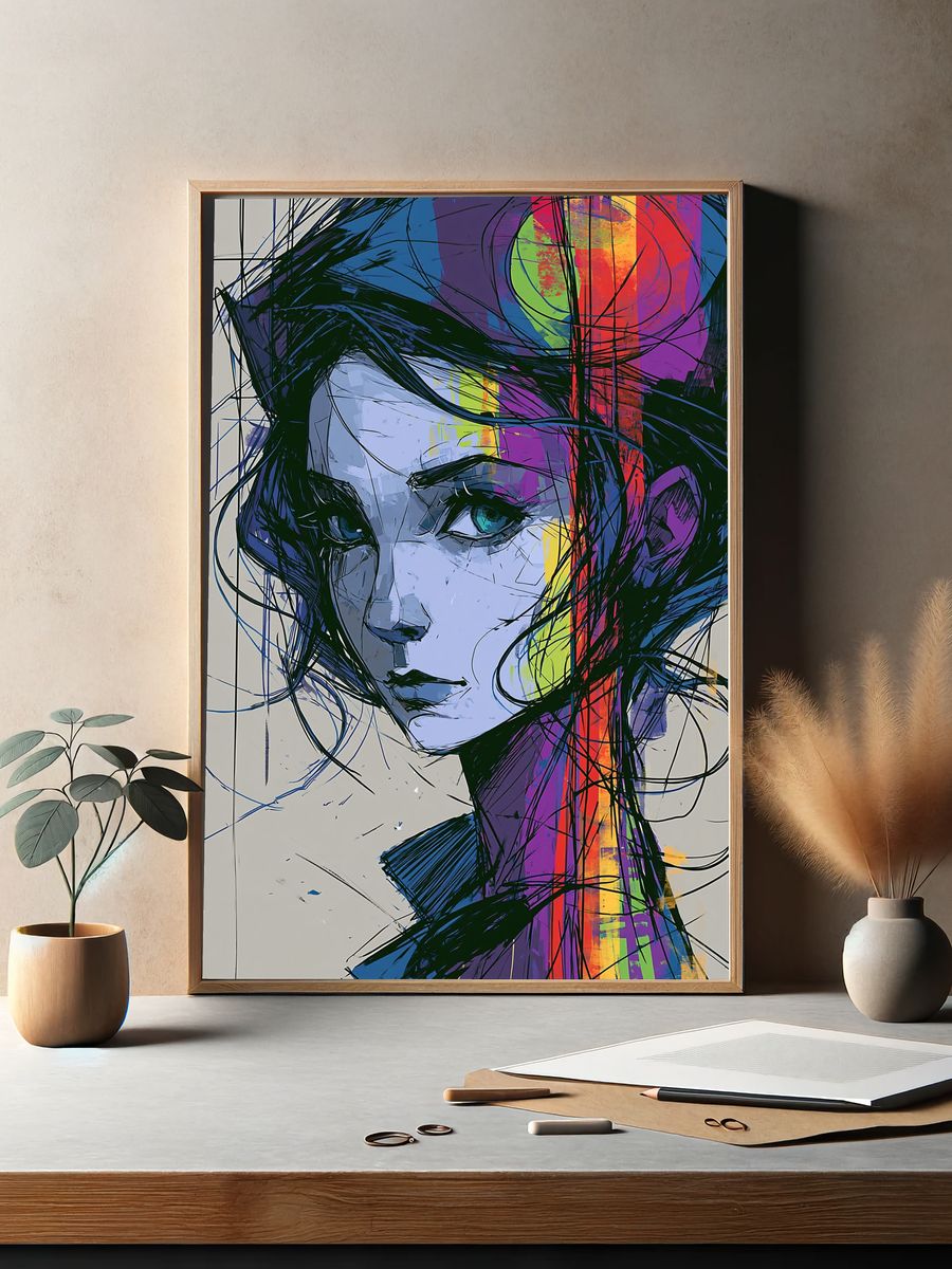 Abstract Woman Portrait Print. — room view 2