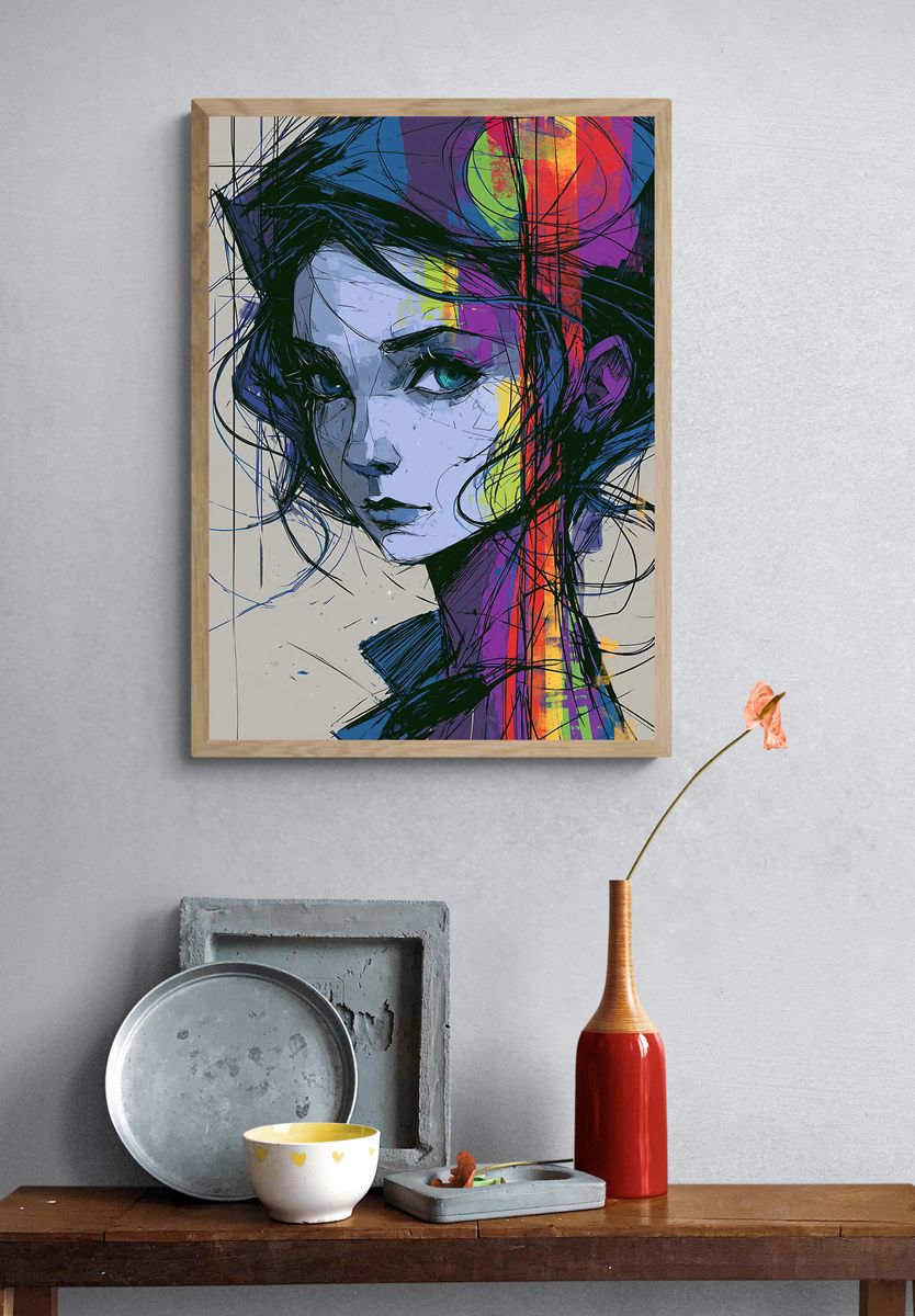 Abstract Woman Portrait Print. — room view 3