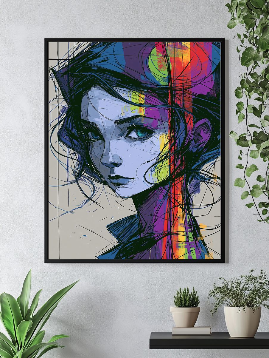 Abstract Woman Portrait Print. — room view 4