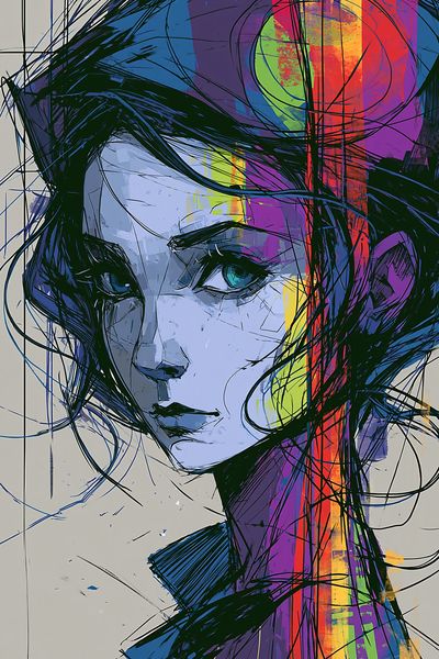 Abstract Woman Portrait Print.