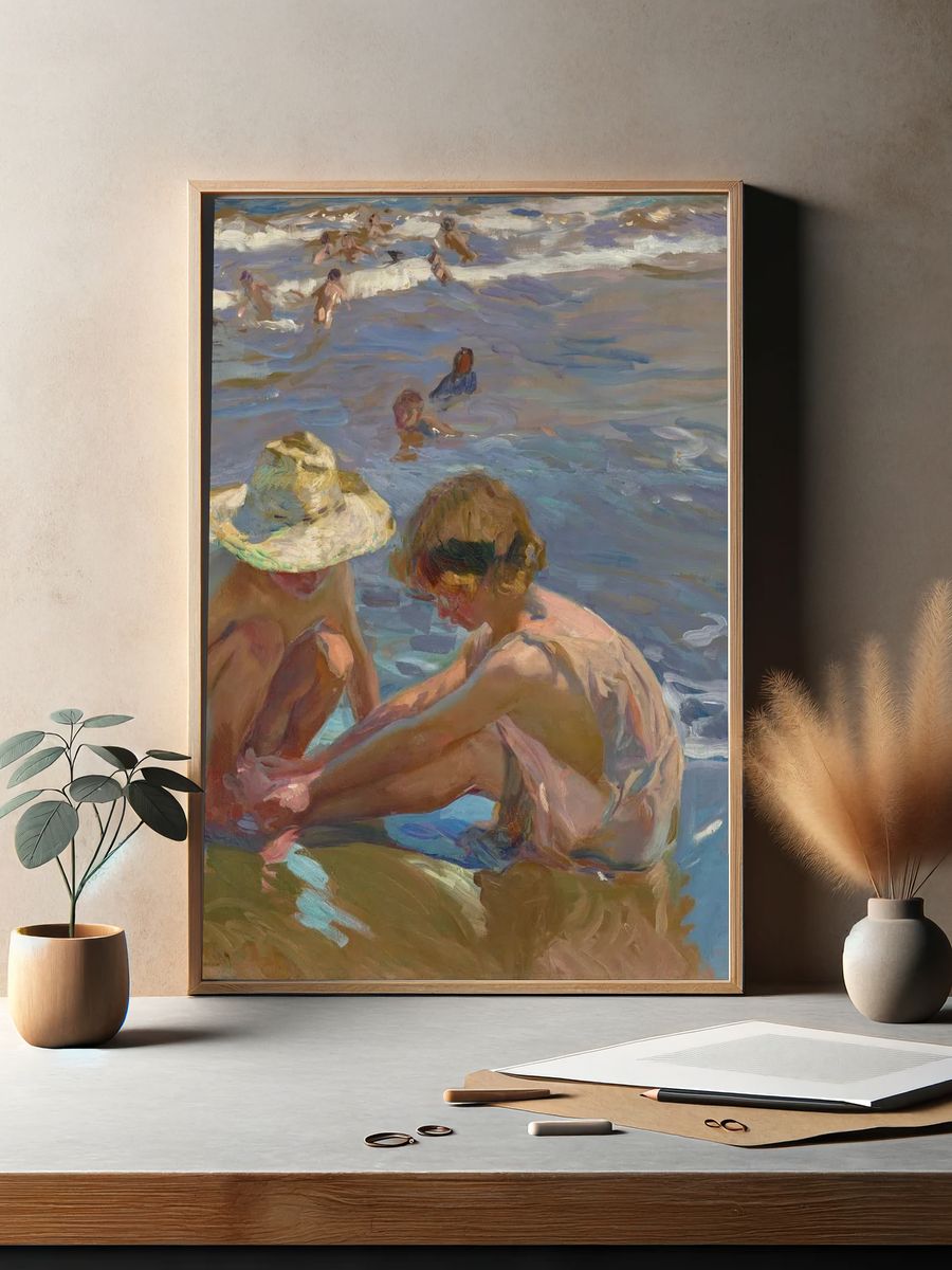 Children at the Beach — Fine Art Print. — room view 2