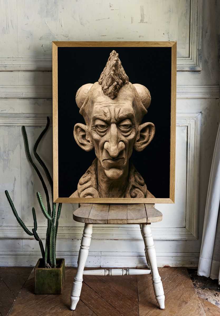 Gothic Clay Portrait Print. — room view 1