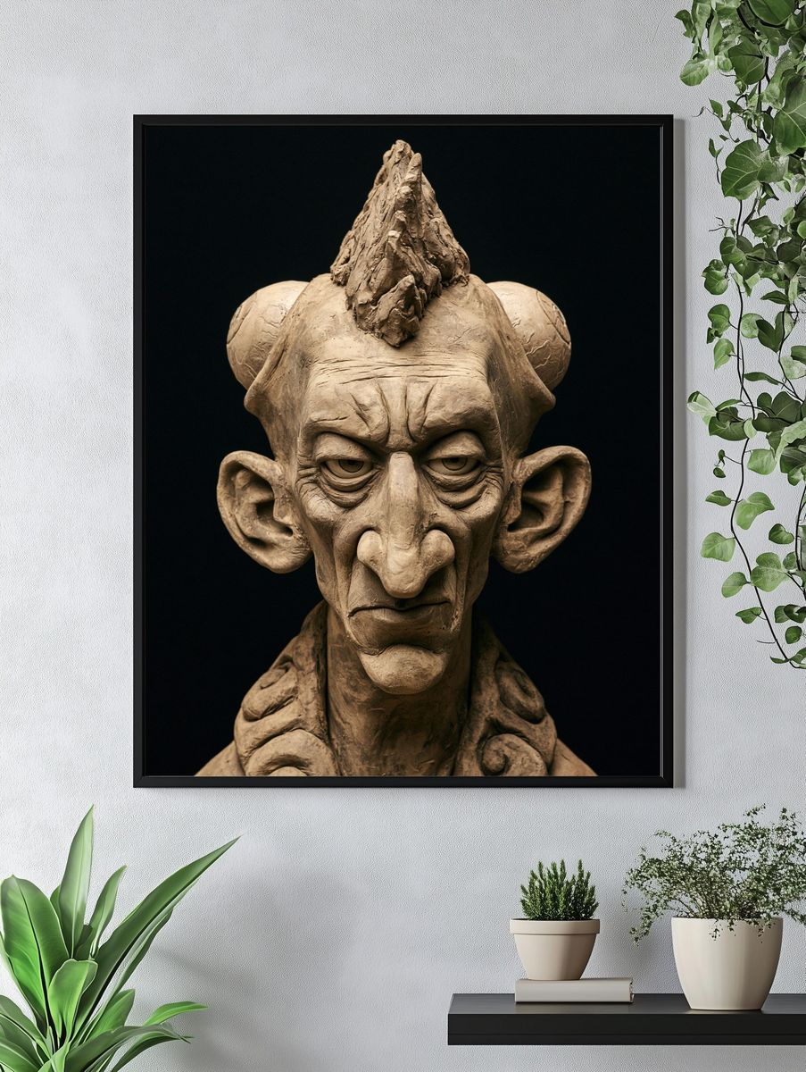 Gothic Clay Portrait Print. — room view 4