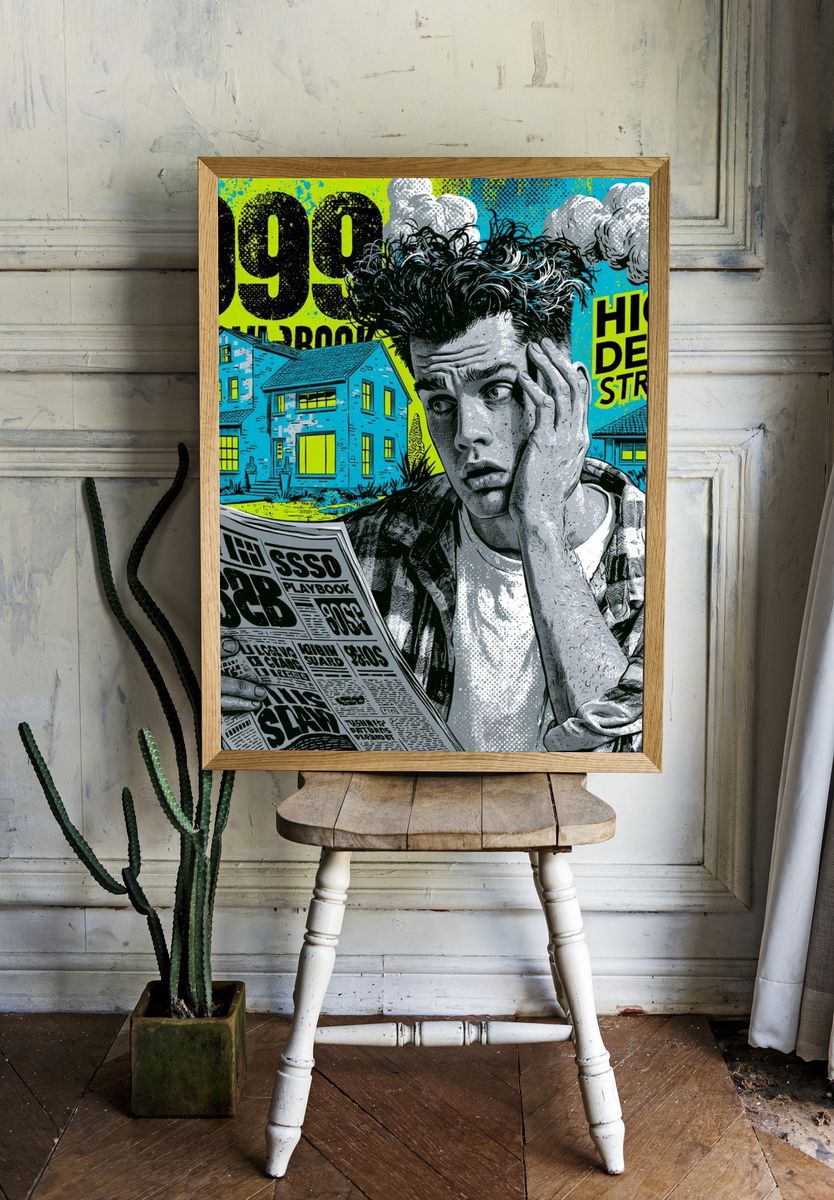 Millennial Mortgage Stress Pop Art Poster. — room view 1