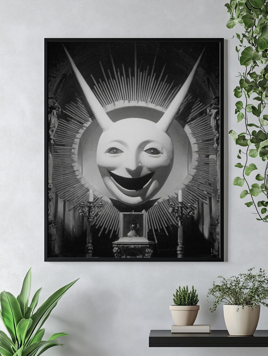 Surrealist Mask Sculpture — Fine Art Print. — room view 4