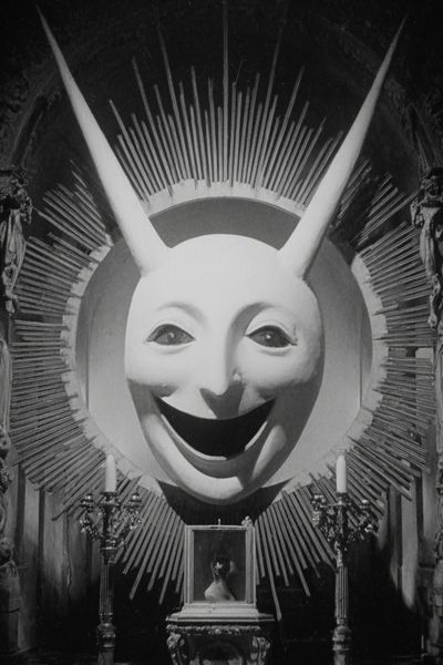 Surrealist Mask Sculpture — Fine Art Print. poster