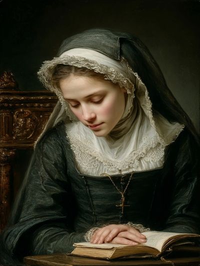 Praying Nun Portrait Print. poster print