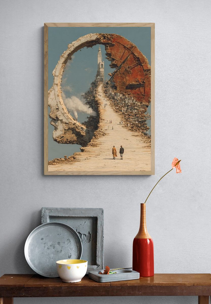 Surreal Cityscape in Mind — Fine Art Print. — room view 3