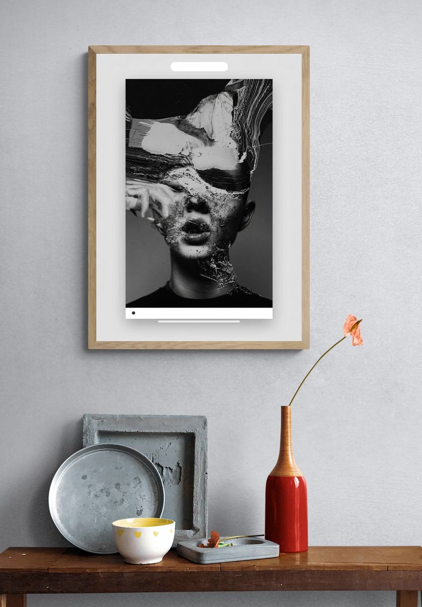 Surreal Monochrome Portrait Print. — room view 3