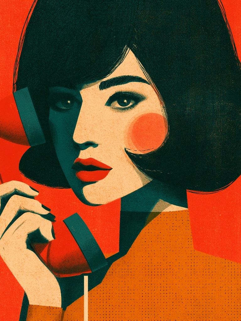 Pop Art Woman with Telephone Poster. poster detail