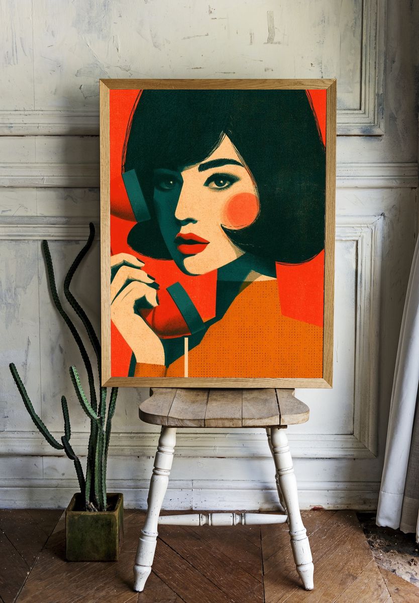 Pop Art Woman with Telephone Poster. — room view 1