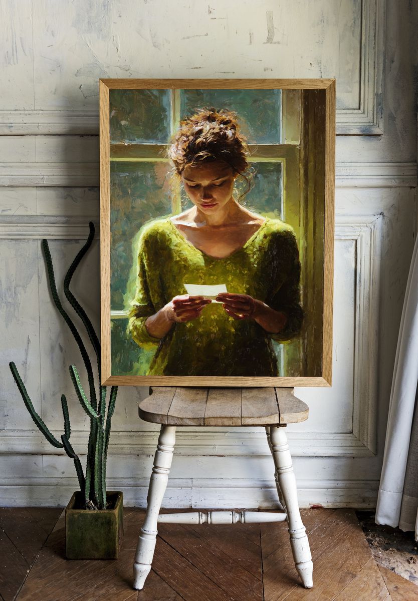 Woman by Window Fine-Art Print. room preview