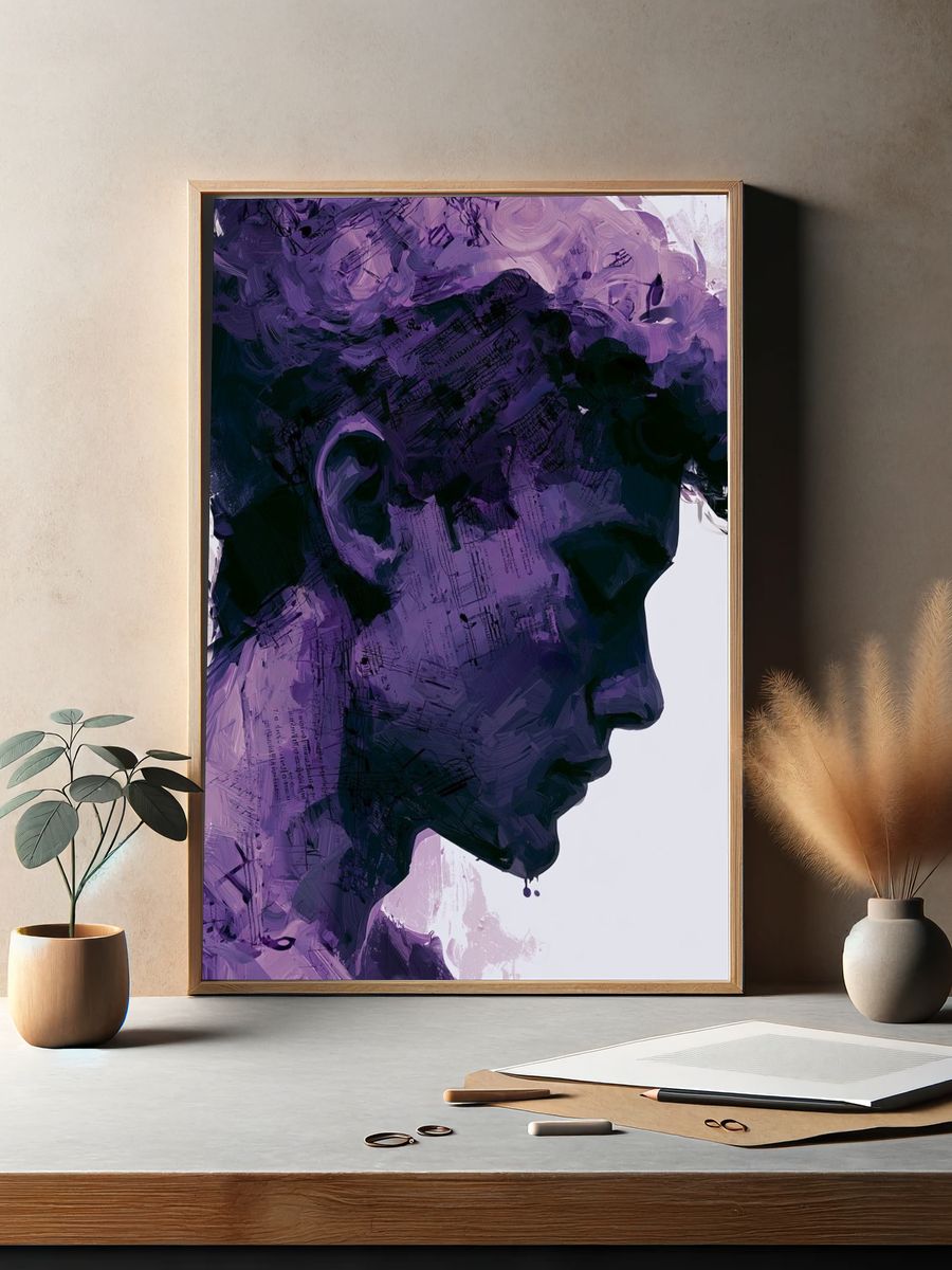 Purple Profile Portrait Print. — room view 2