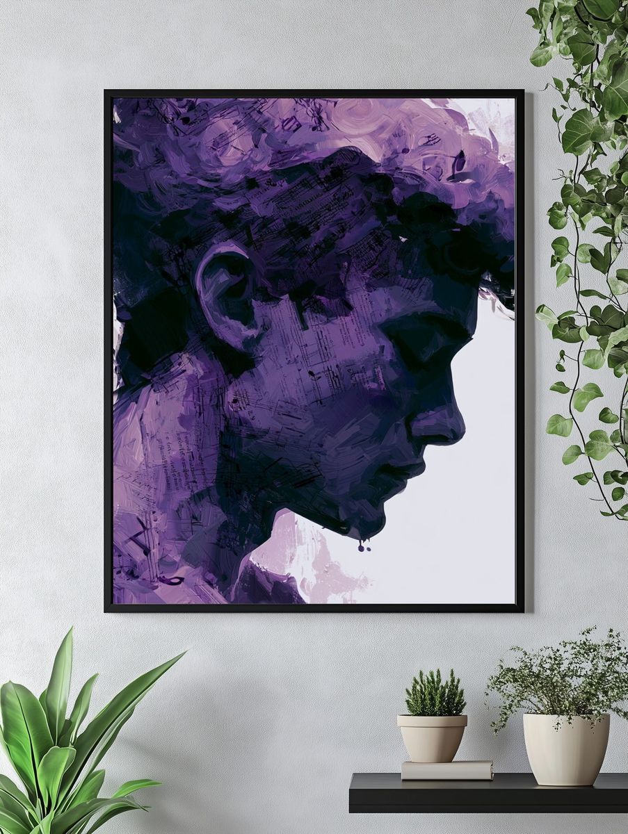 Purple Profile Portrait Print. — room view 4